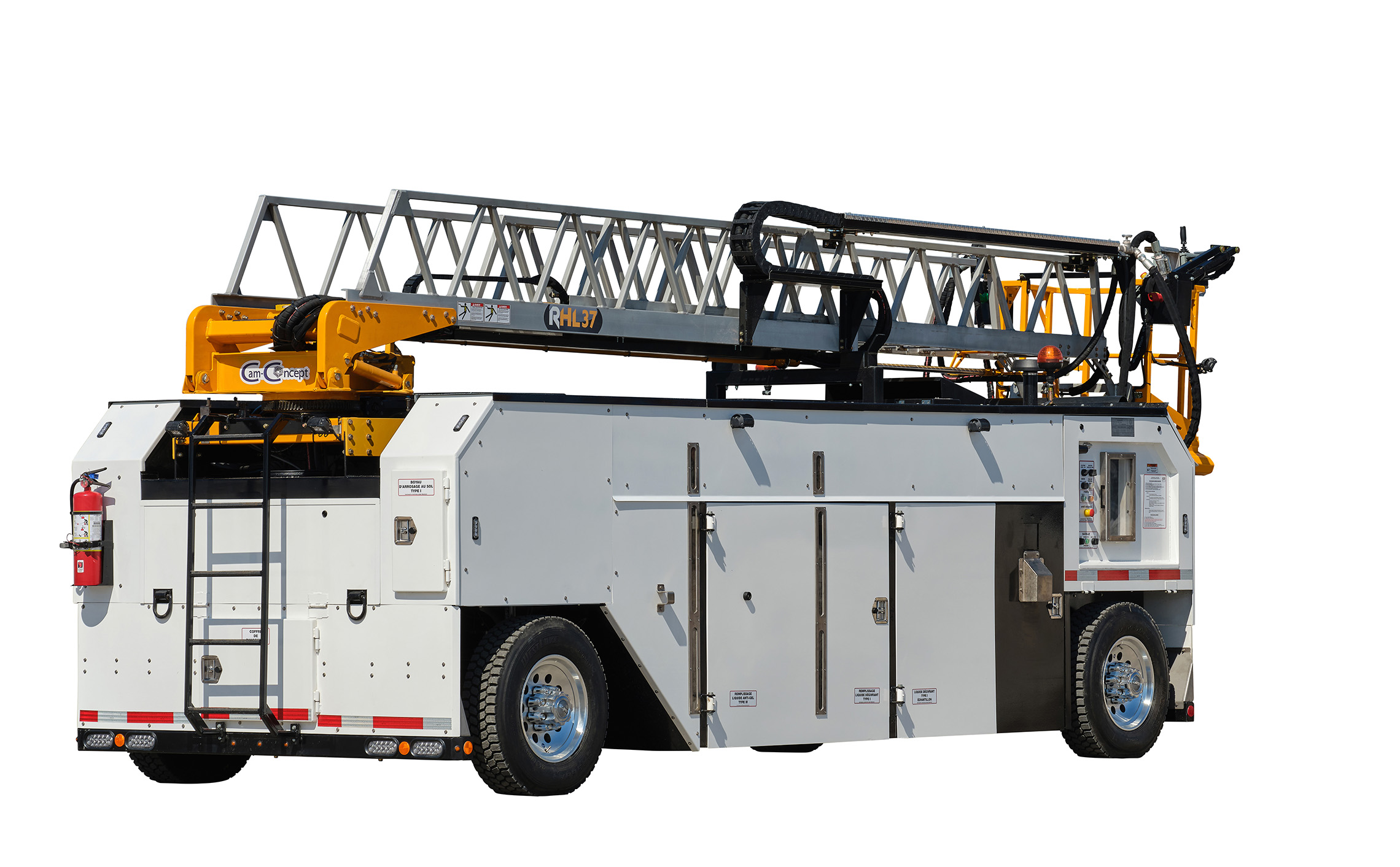 white aircraft deicer truck